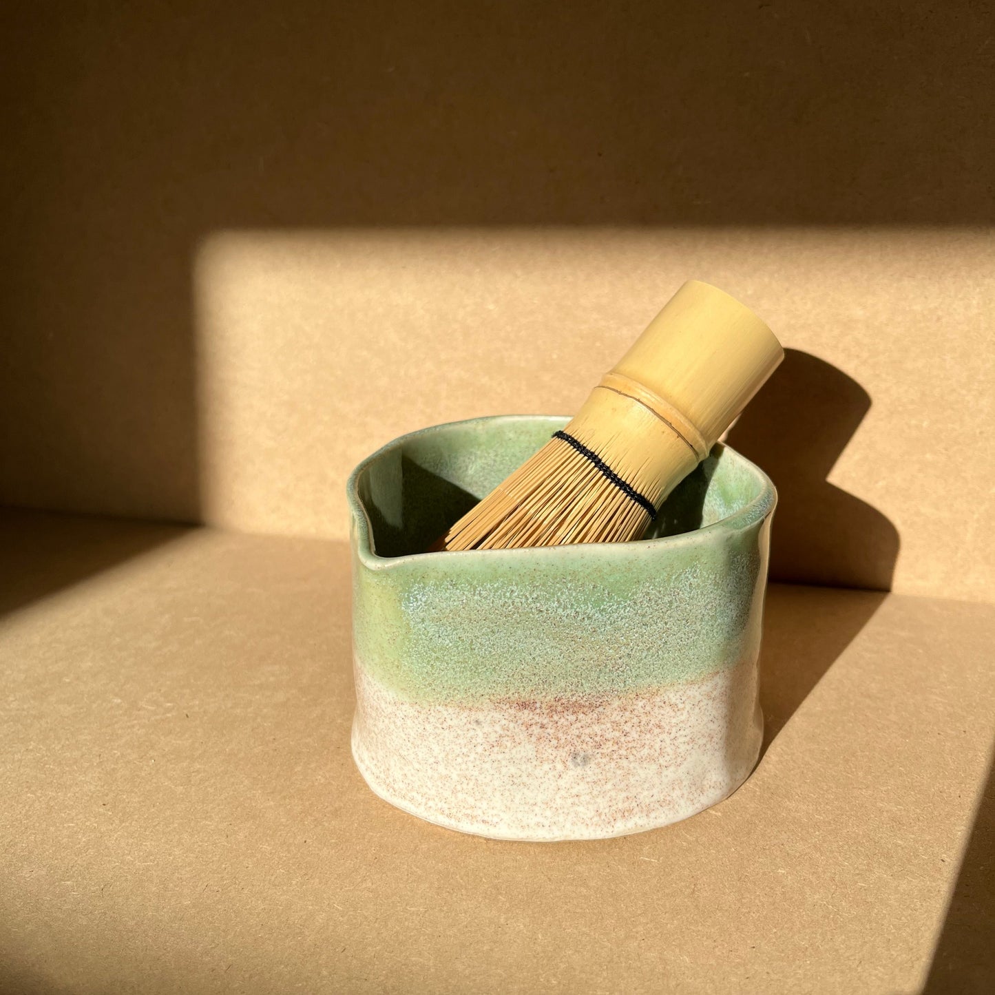 Green Handmade Ceramic Matcha Bowl