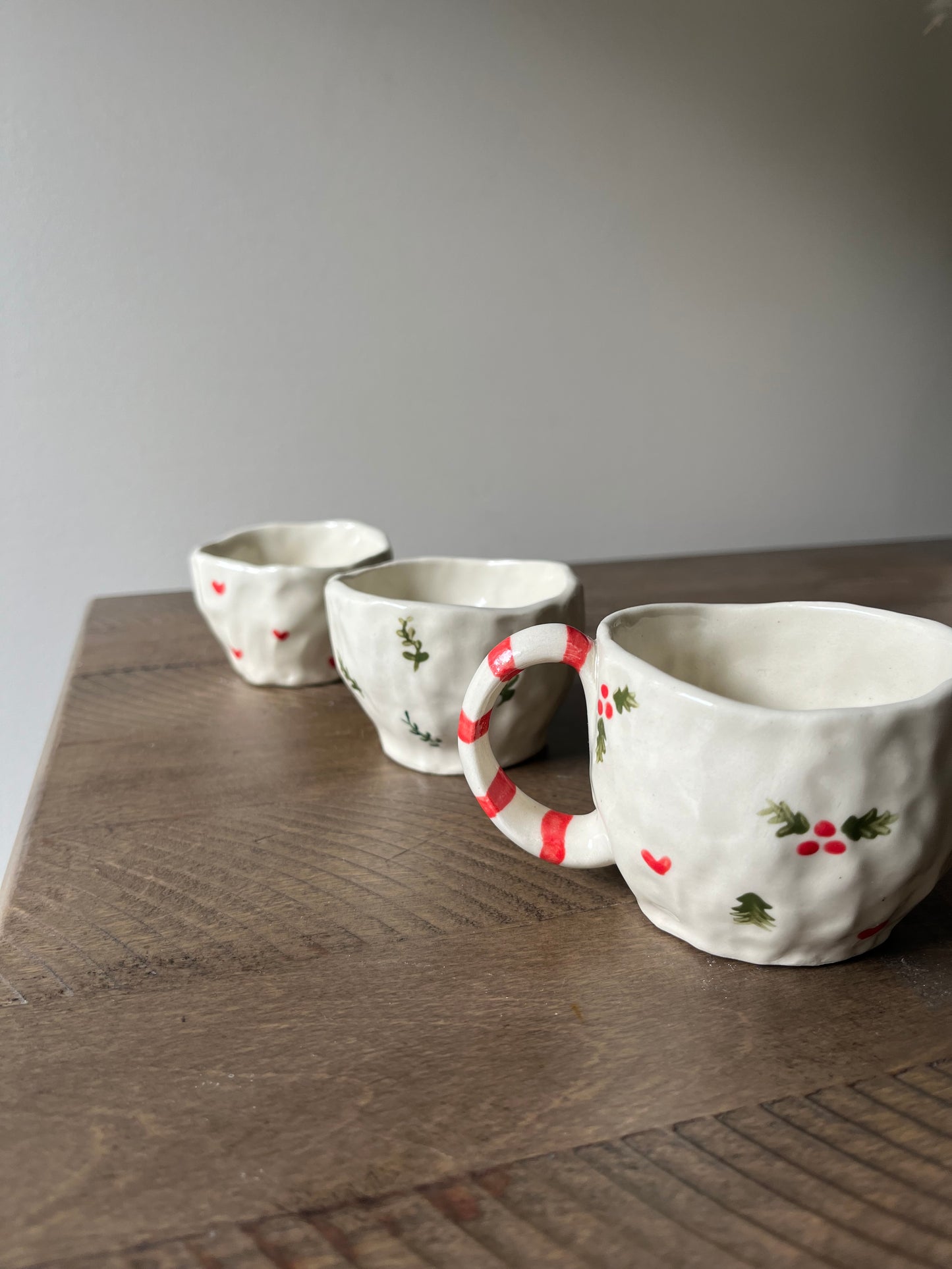 Handmade Mistletoe & Candy Cane Mug