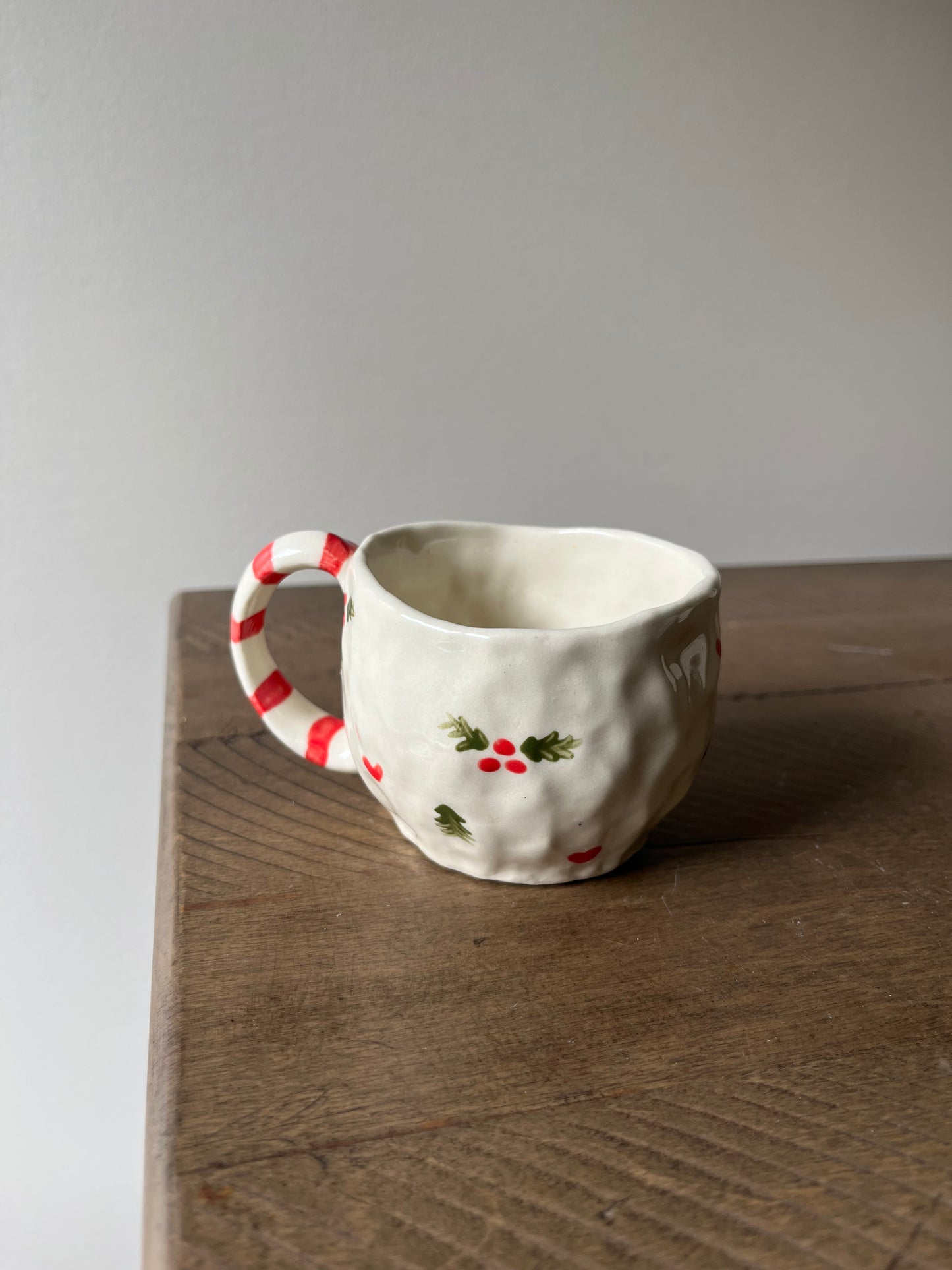 Handmade Mistletoe & Candy Cane Mug