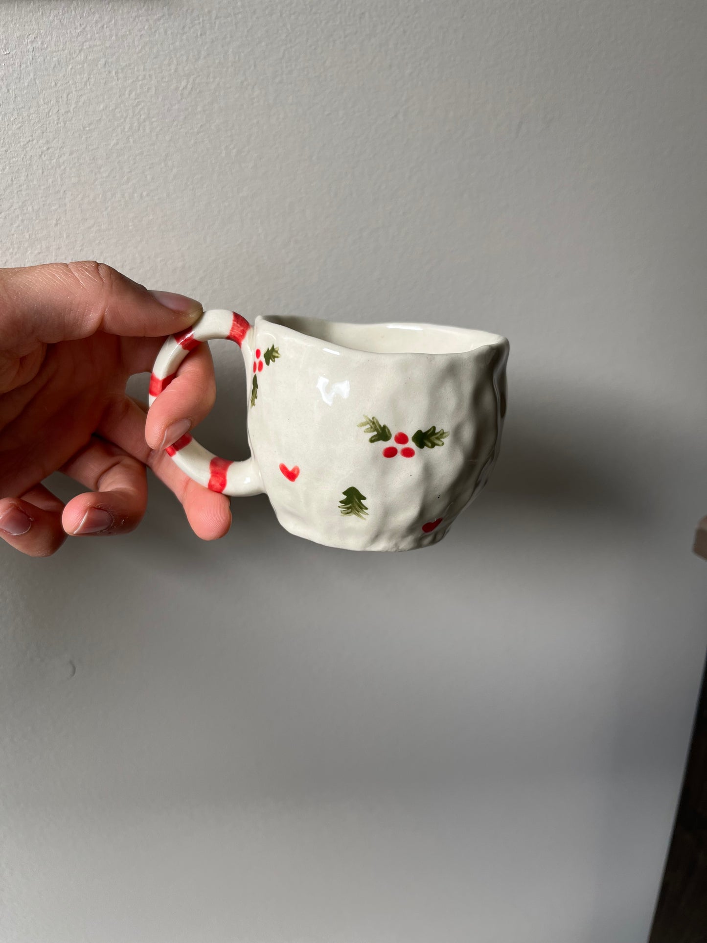 Handmade Mistletoe & Candy Cane Mug