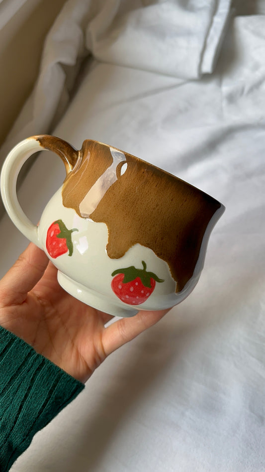 Chocolate Covered Strawberries Handmade Ceramic Mug