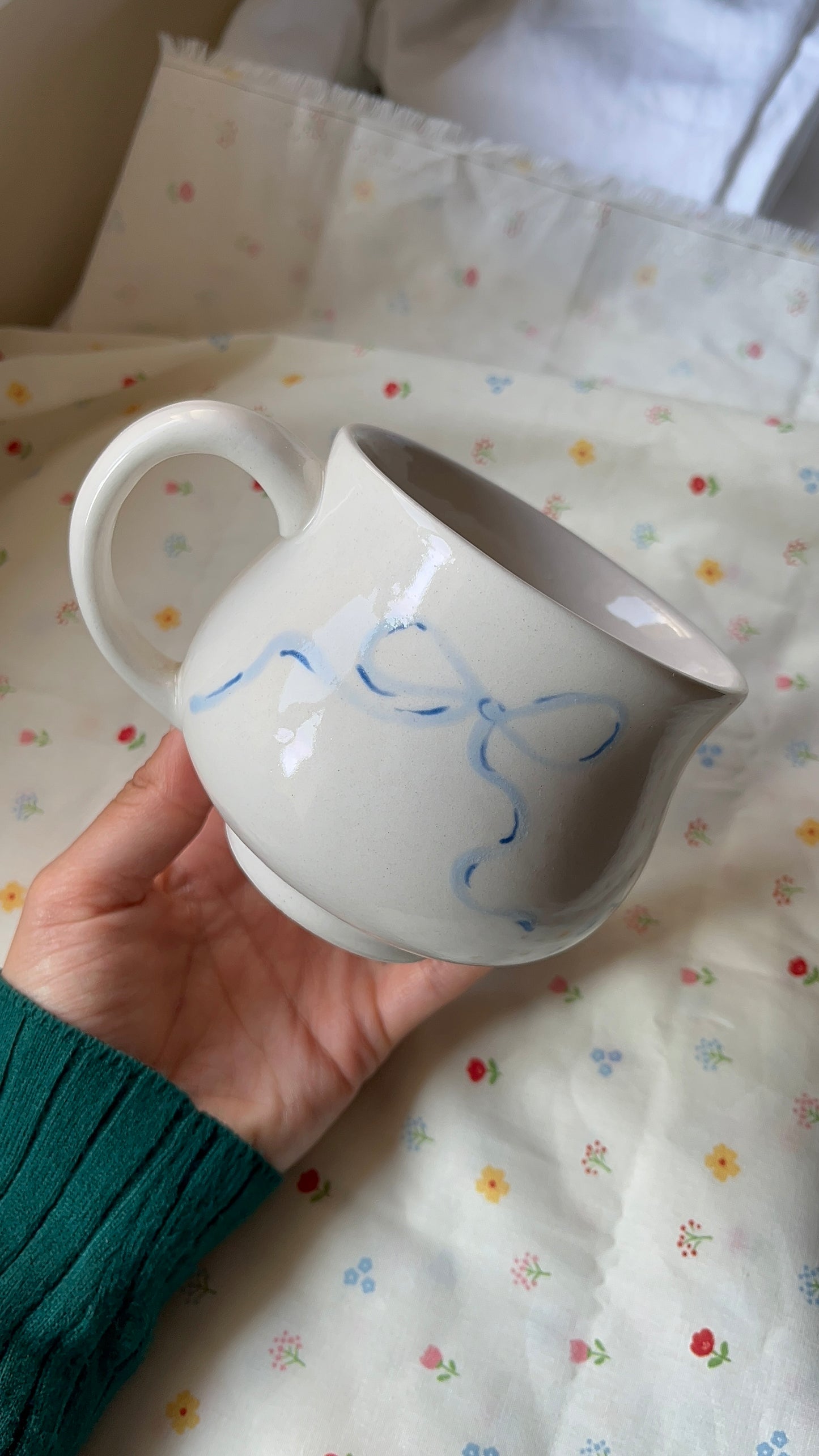 Blue Bows Handmade Ceramic Mug