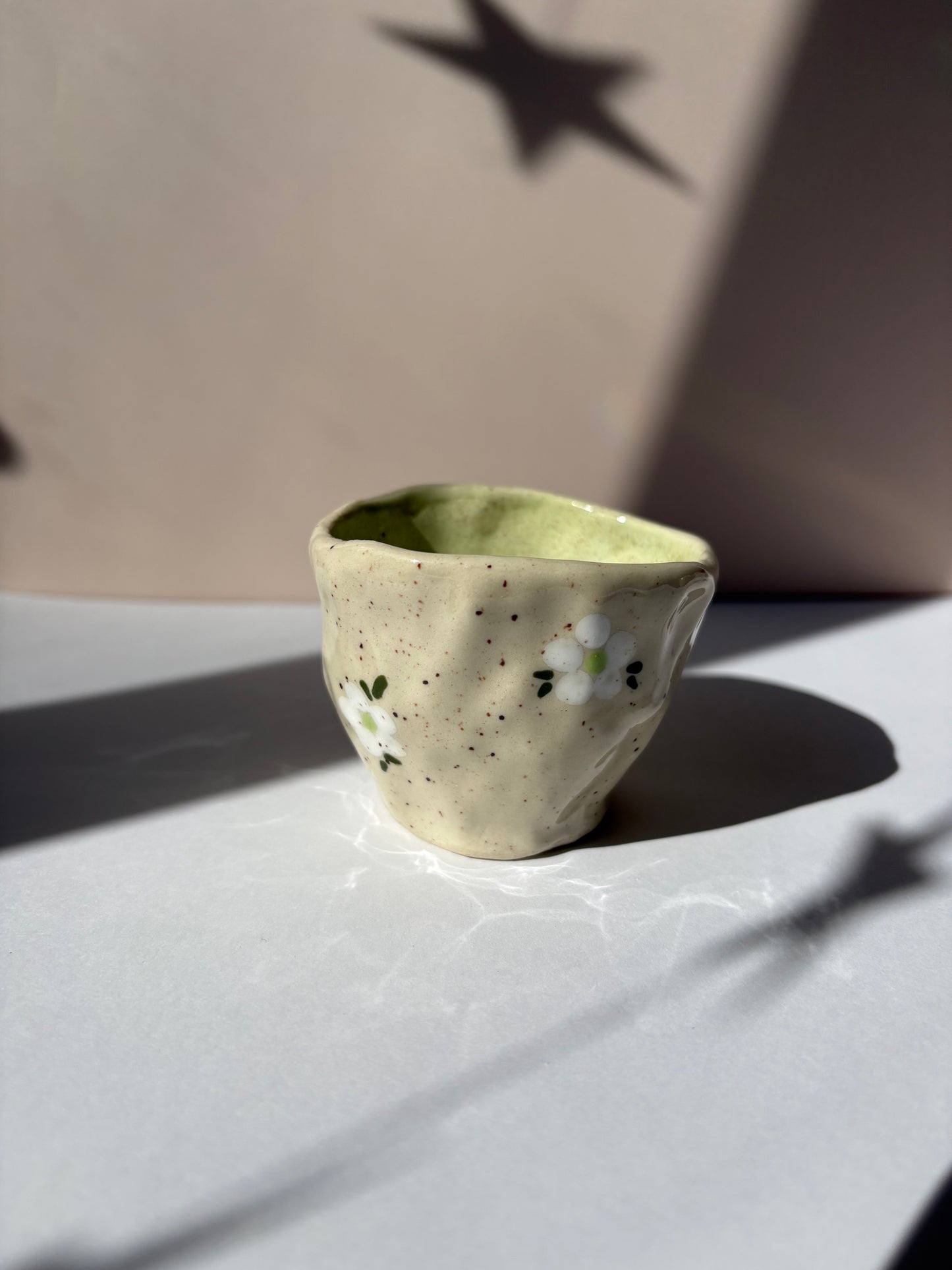 Speckled Green & White Flowers Espresso Cup