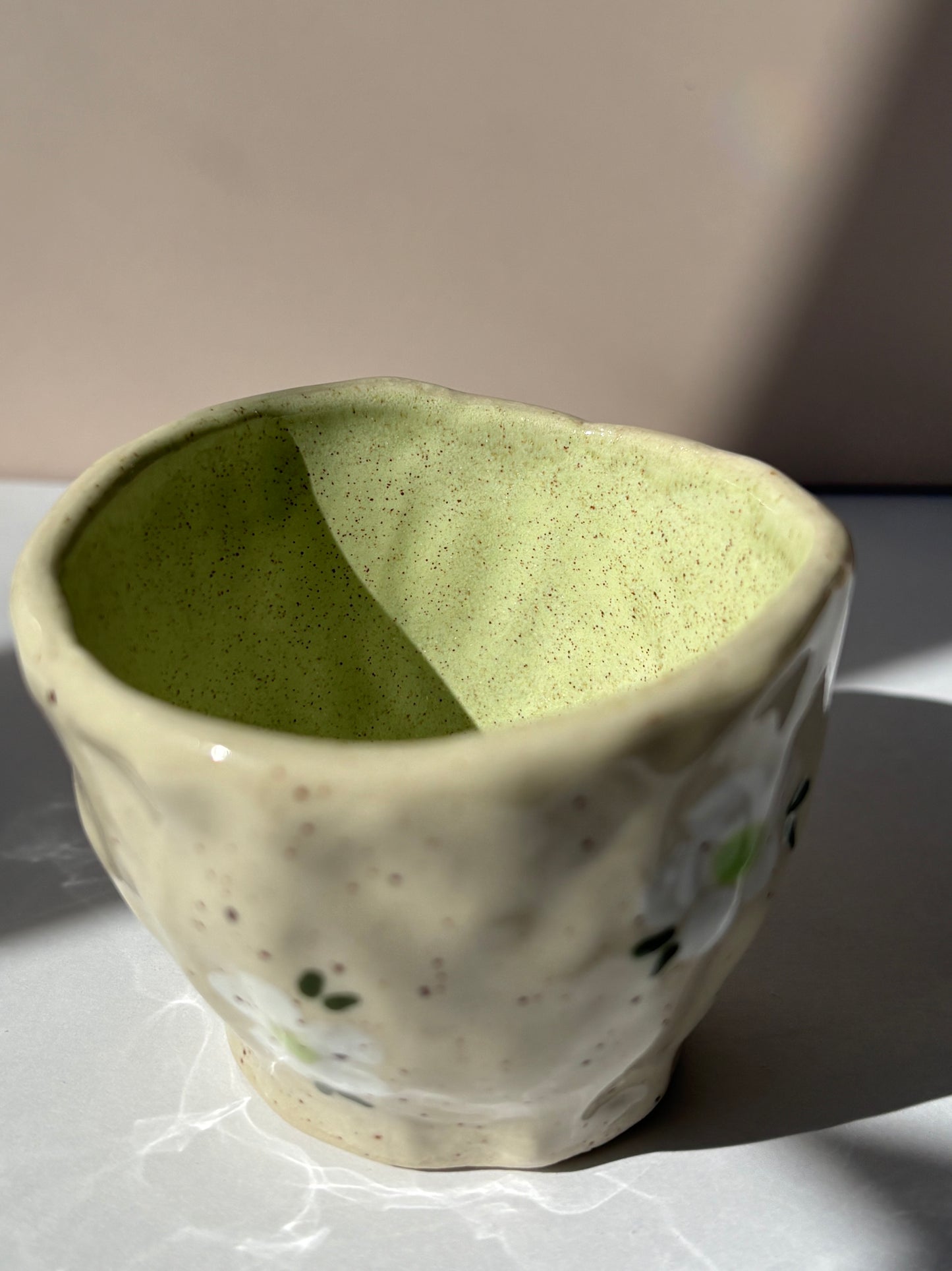 Speckled Green & White Flowers Espresso Cup