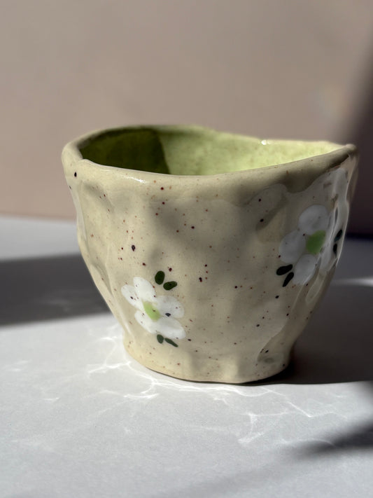 Speckled Green & White Flowers Espresso Cup