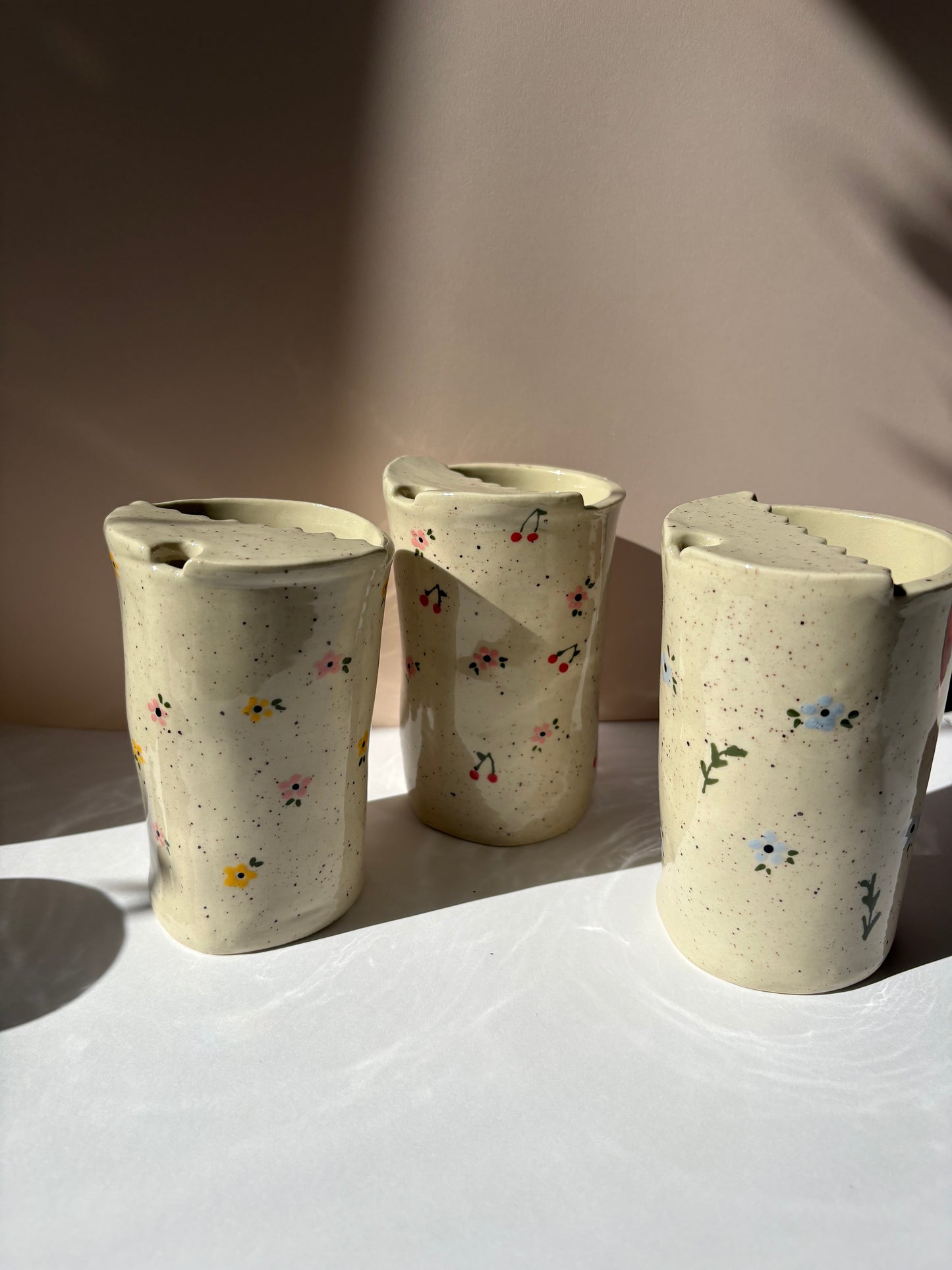 Speckled Cherries & Flowers Travel Cup