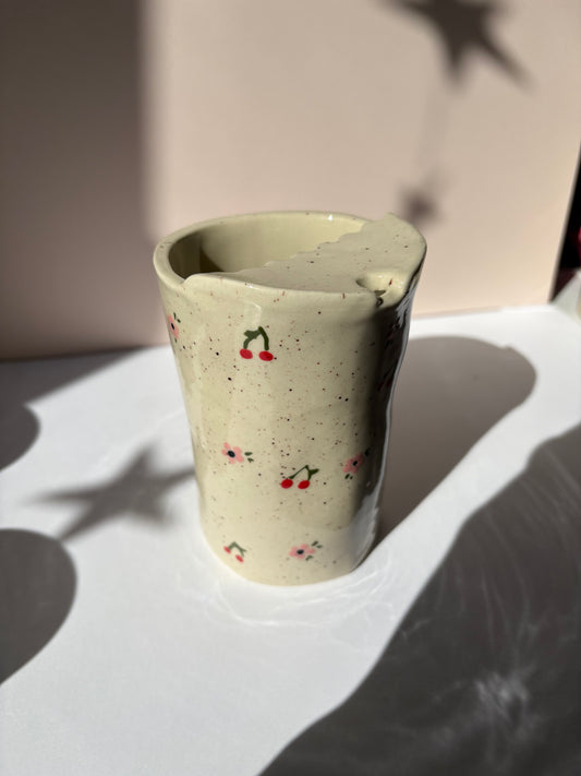 Speckled Cherries & Flowers Travel Cup