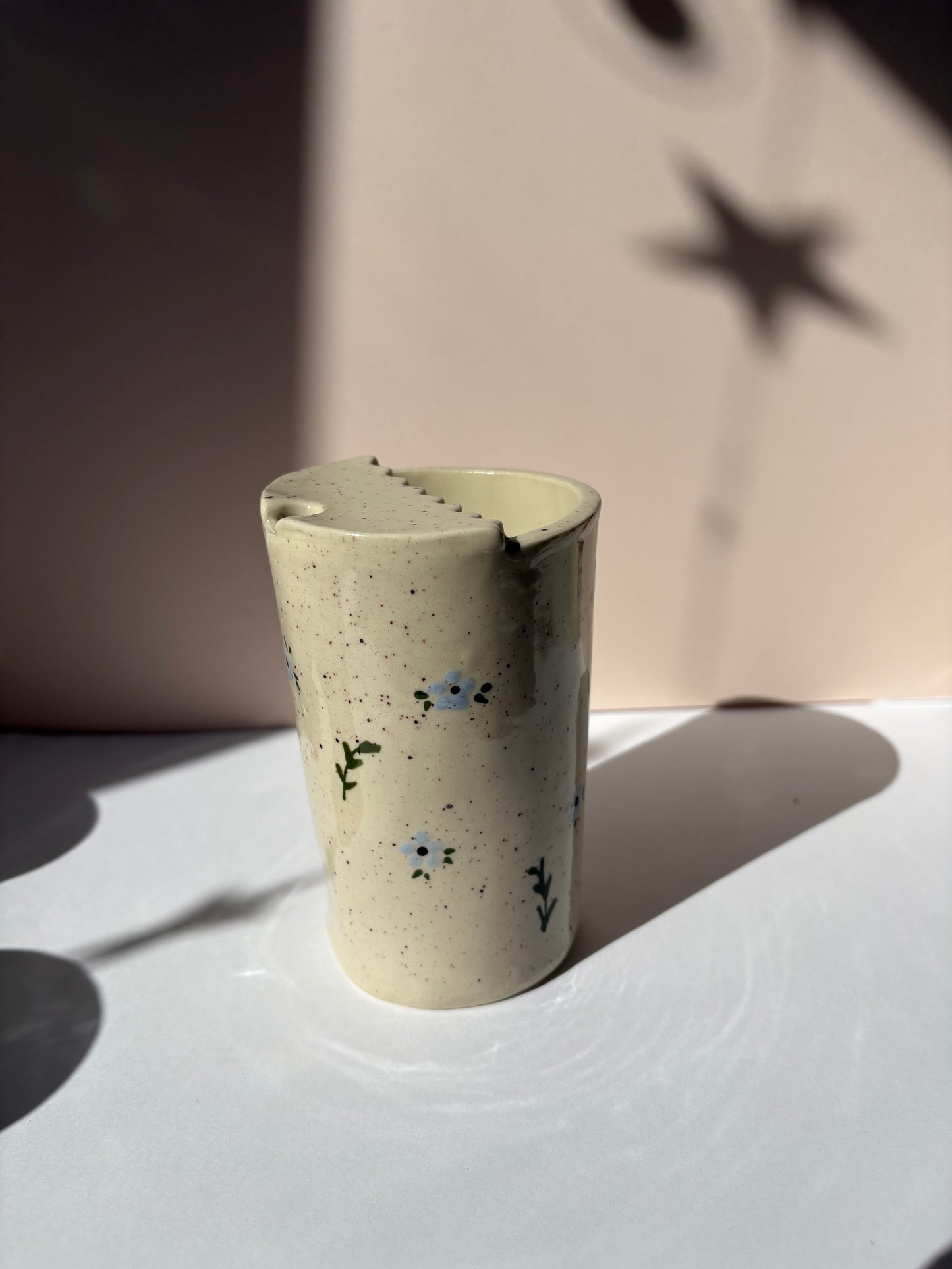 Speckled Blue Flowers Travel Cup