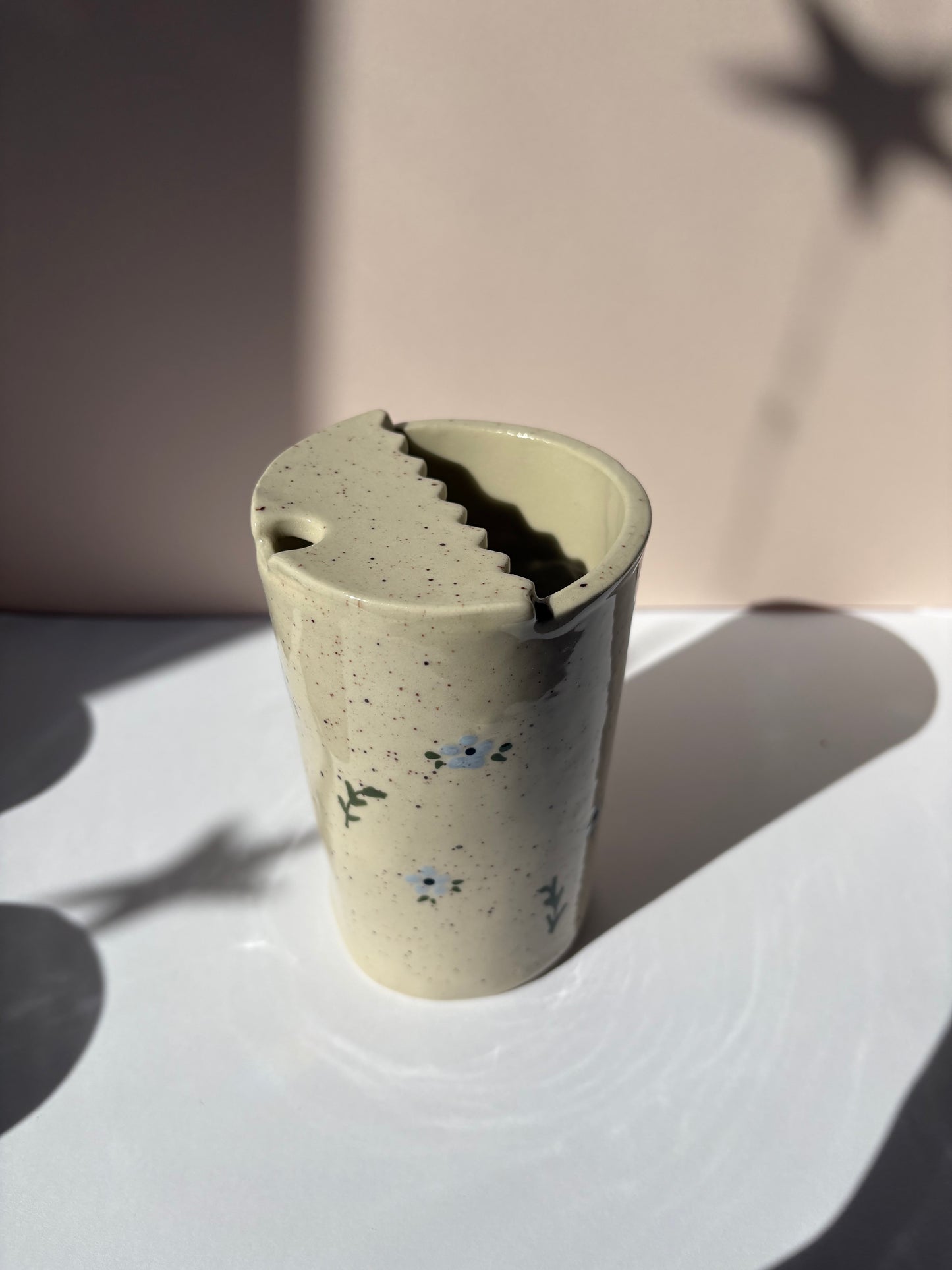 Speckled Blue Flowers Travel Cup