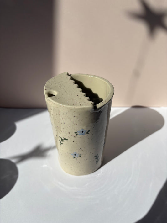 Speckled Blue Flowers Travel Cup