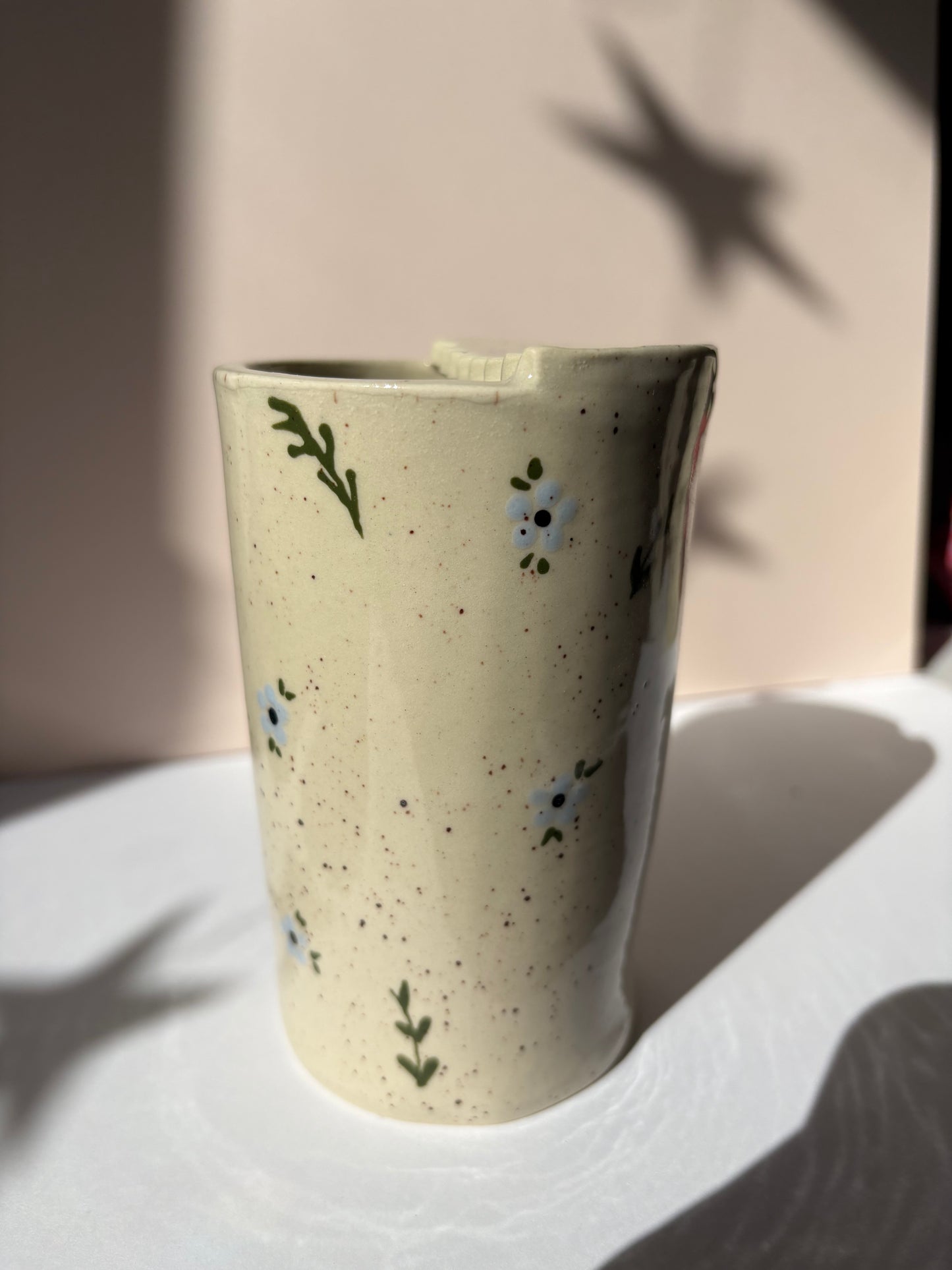 Speckled Blue Flowers Travel Cup