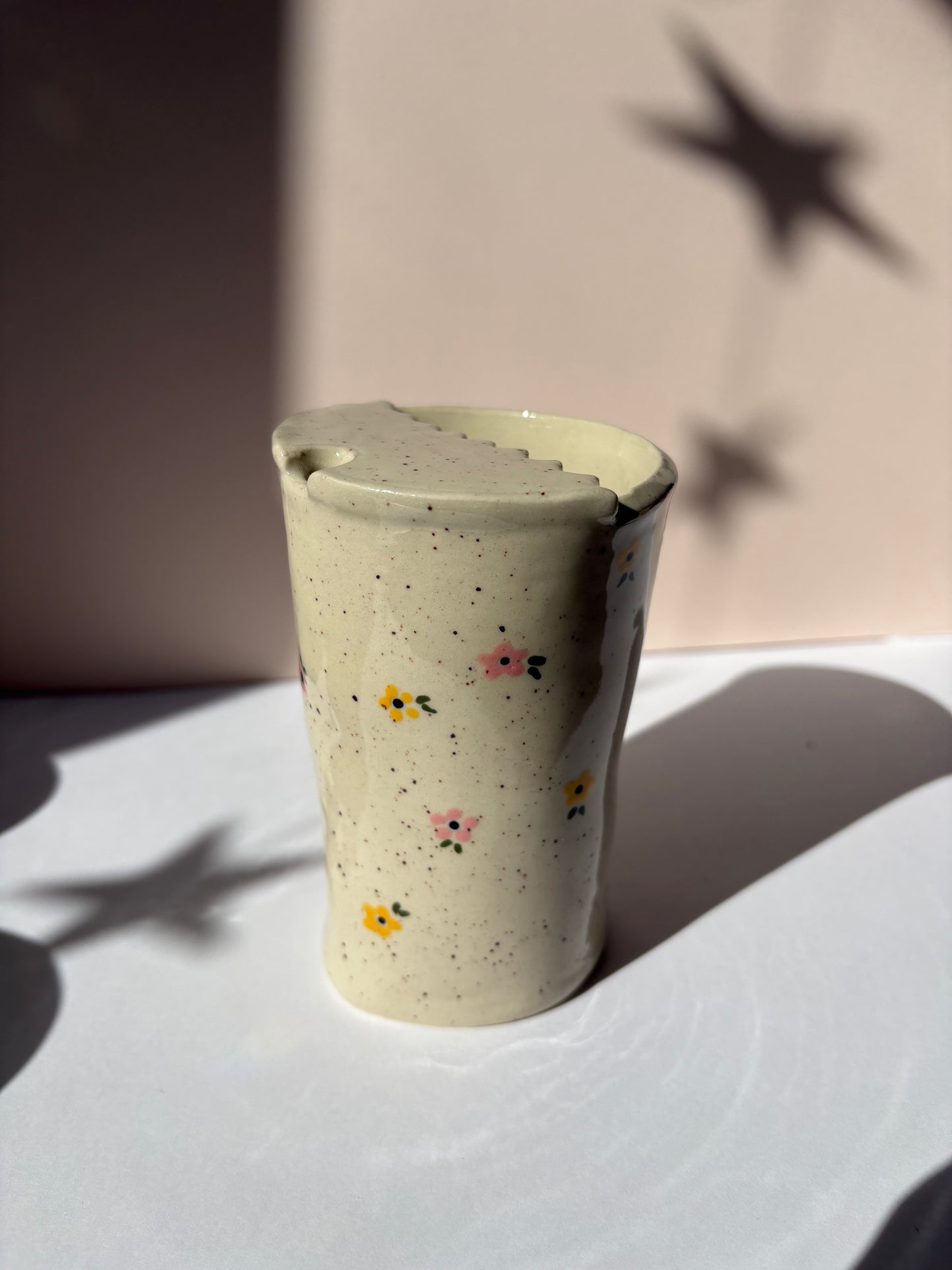 Speckled Orange & Pink Flowers Travel Cup