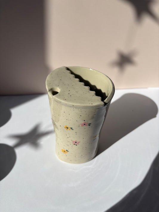Speckled Orange & Pink Flowers Travel Cup
