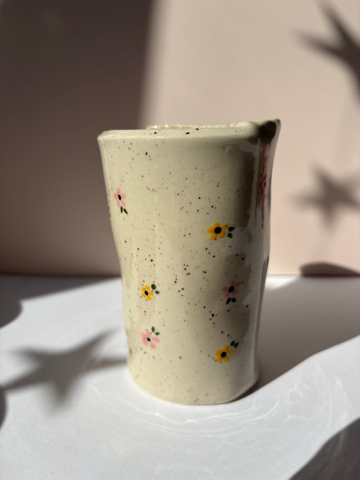 Speckled Orange & Pink Flowers Travel Cup