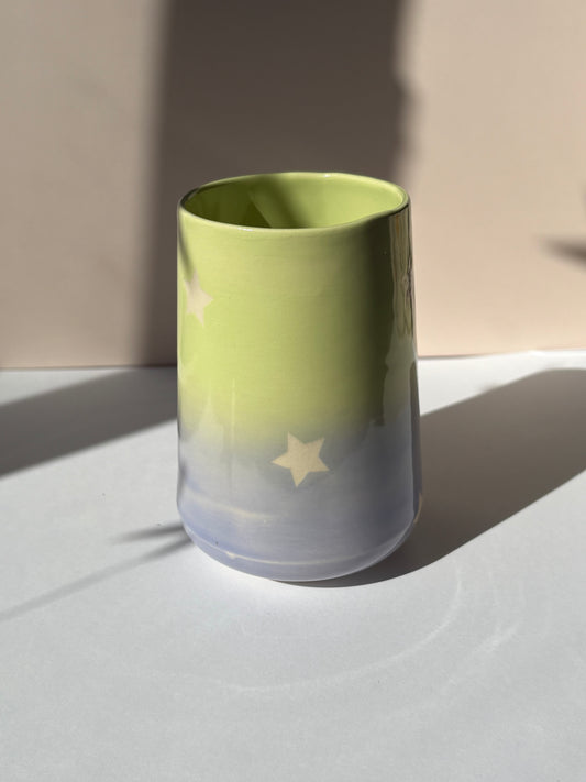 Ombré Green & Purple Stars Tumbler Cup