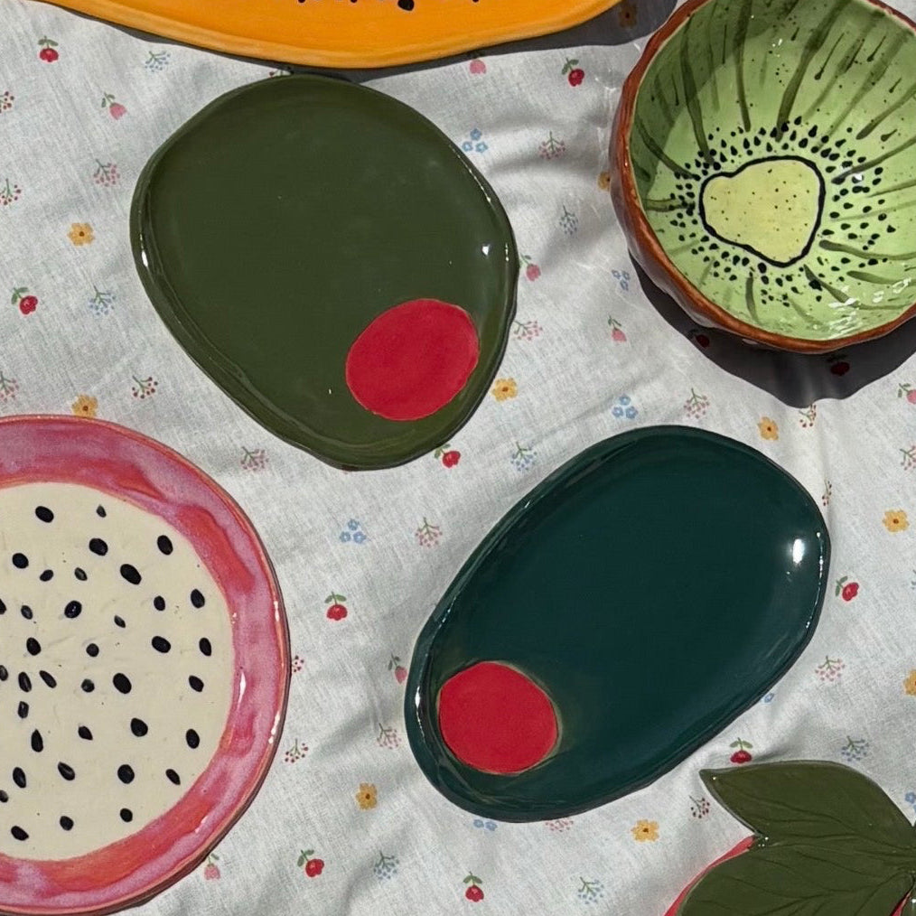 Olive Ceramic Dish Set of Two