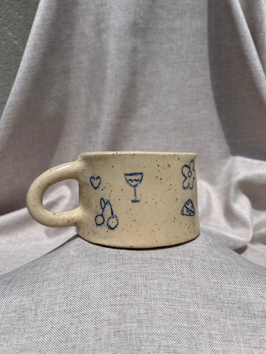 Doodles speckled handmade mug