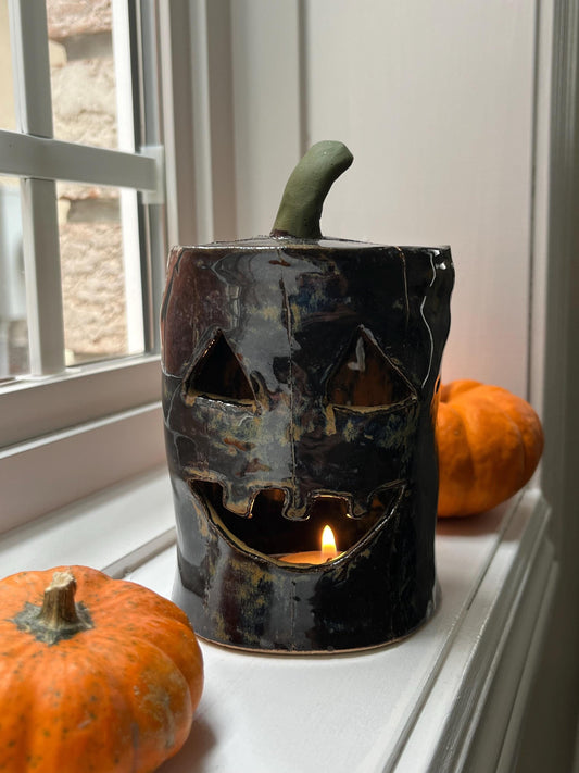 Ceramic Jack O Lantern Tea Light Holder