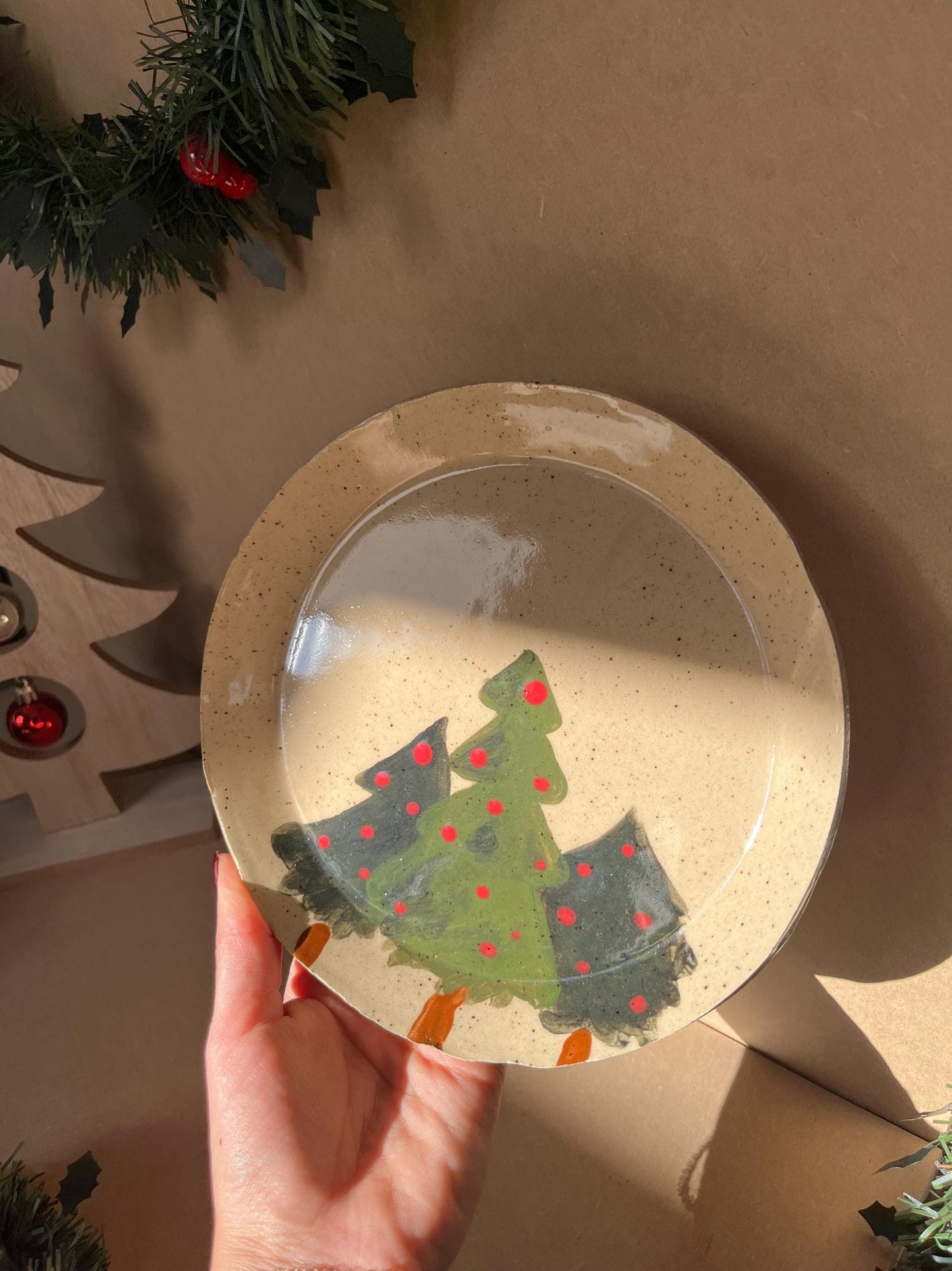 Christmas Trees Handmade Plate