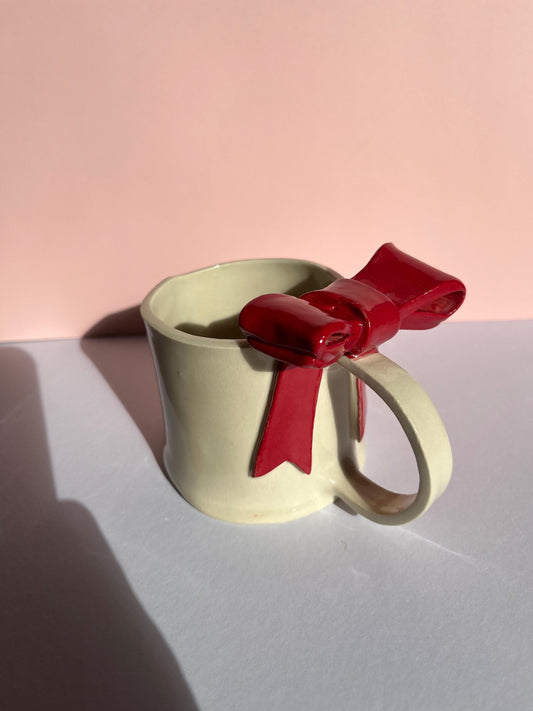 Red Bow Ceramic Handmade Mug