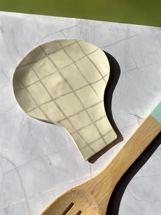 Handmade Ceramic Stripes Spoon Rest