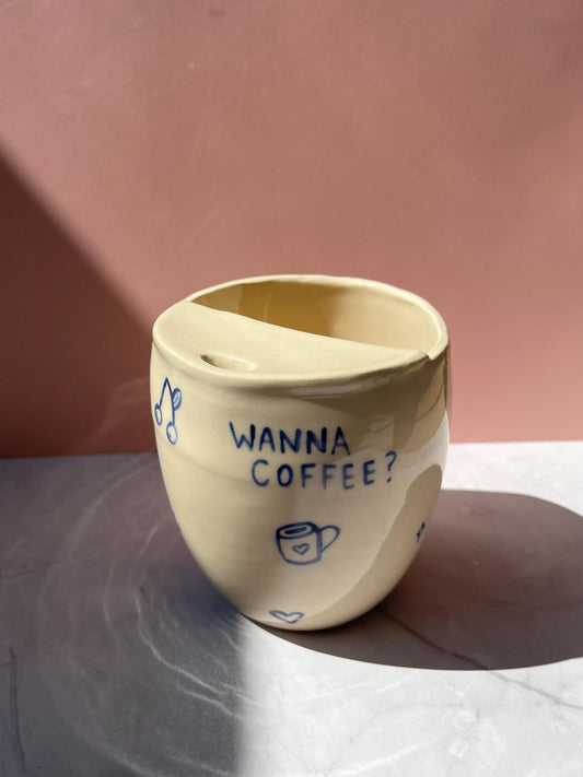 Wanna Coffee Handmade Ceramic To-Go Cup