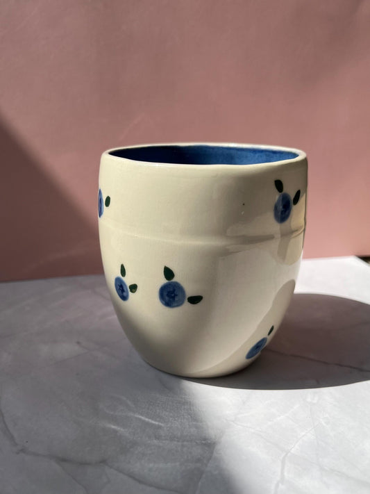 Blueberries Handmade Ceramic Tumbler Cup