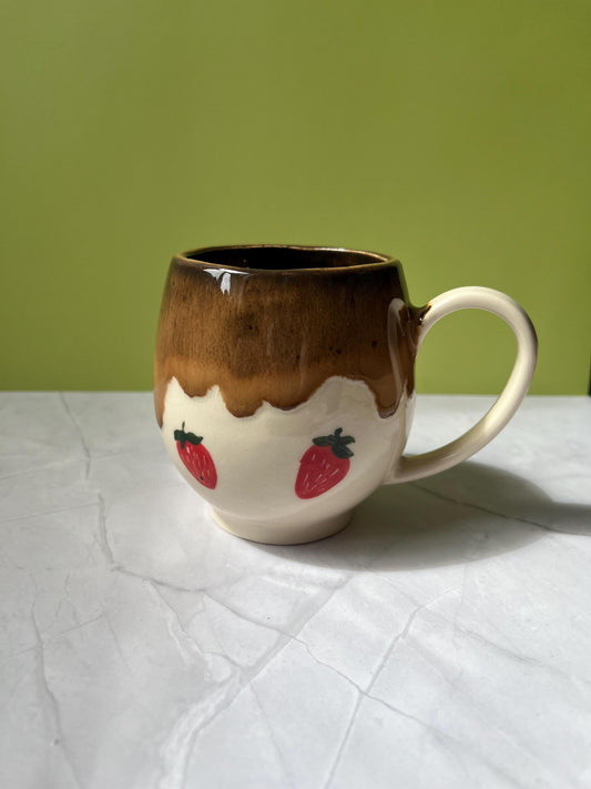Chocolate Covered Strawberries Handmade Ceramic Mug
