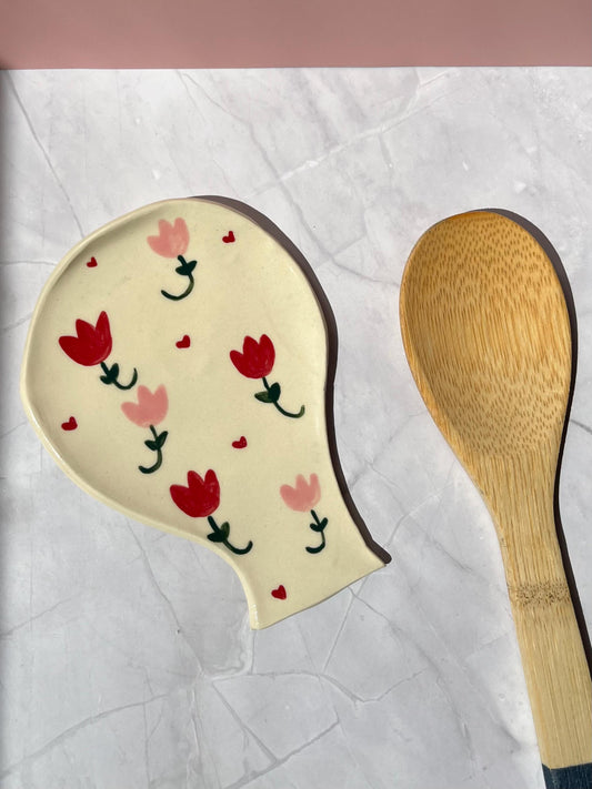 Handmade Ceramic Tulips Spoon Rest