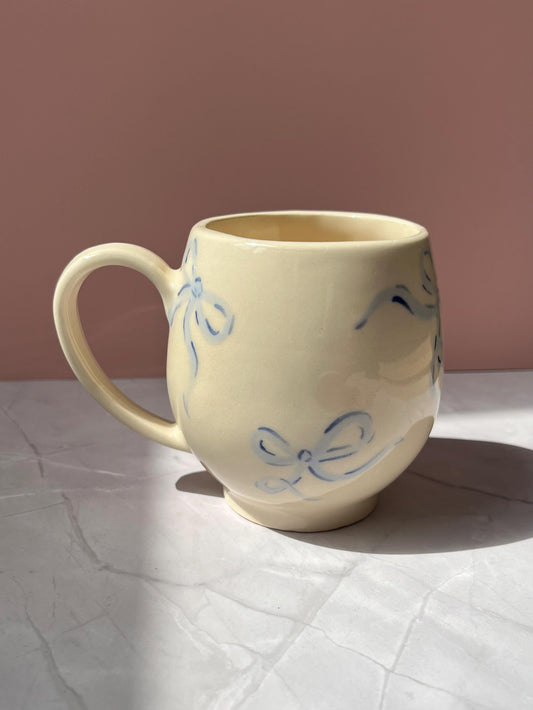 Blue Bows Handmade Ceramic Mug